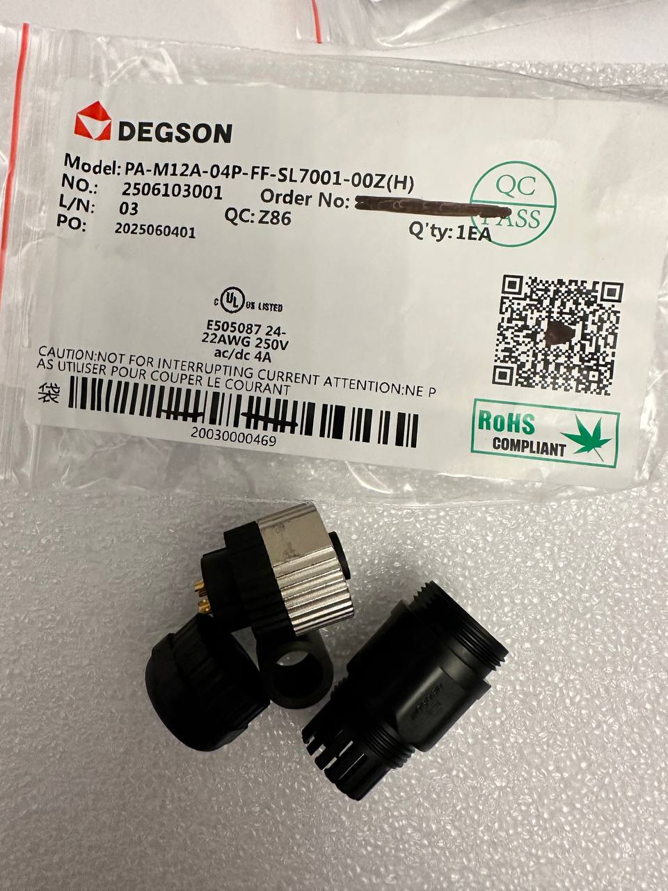 PASH-M12A-04P-FF-SL700 Полевой экранированный разъем M12 DEGSON