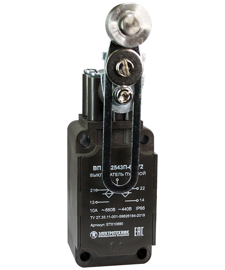 ВП 36-2543П-66 У2 (XCKS543H29),рычаг стальн.ролик,рег.по дл.,1з+1р,полумгнов.,б/сальника,3А,IP66 (ЭТ