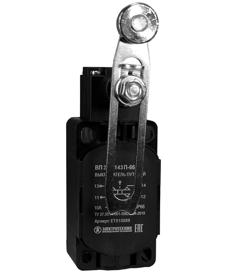 ВП 36-2143П-66 У2 (XCKS143H29),рычаг стальн.ролик,рег.по дл.,1з+1р,мгнов.,б/сальника,3А,IP66 (ЭТ)