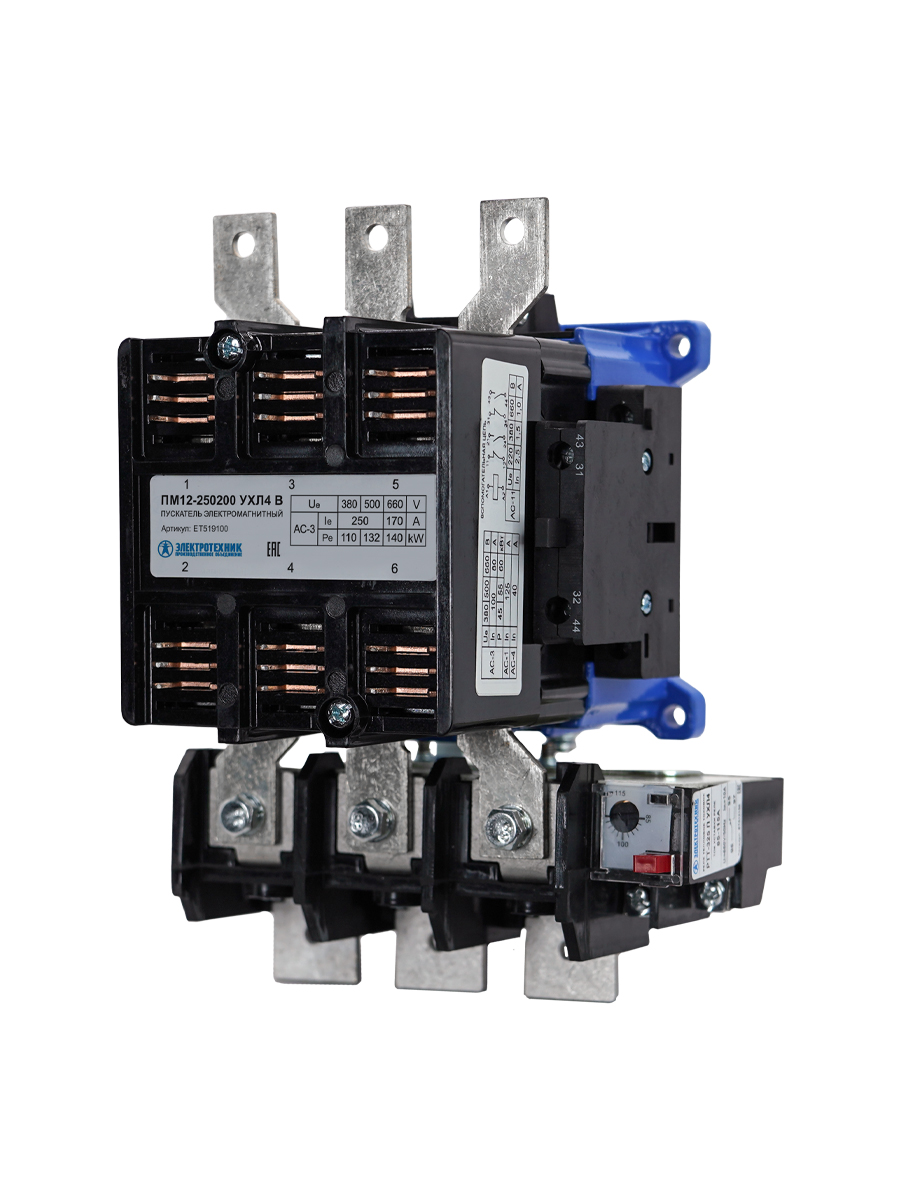ПМ12-250200 УХЛ4 В, 380В, 2з+2р, 250А, нереверсивный, с реле 221-260А, IP00  (ЭТ)