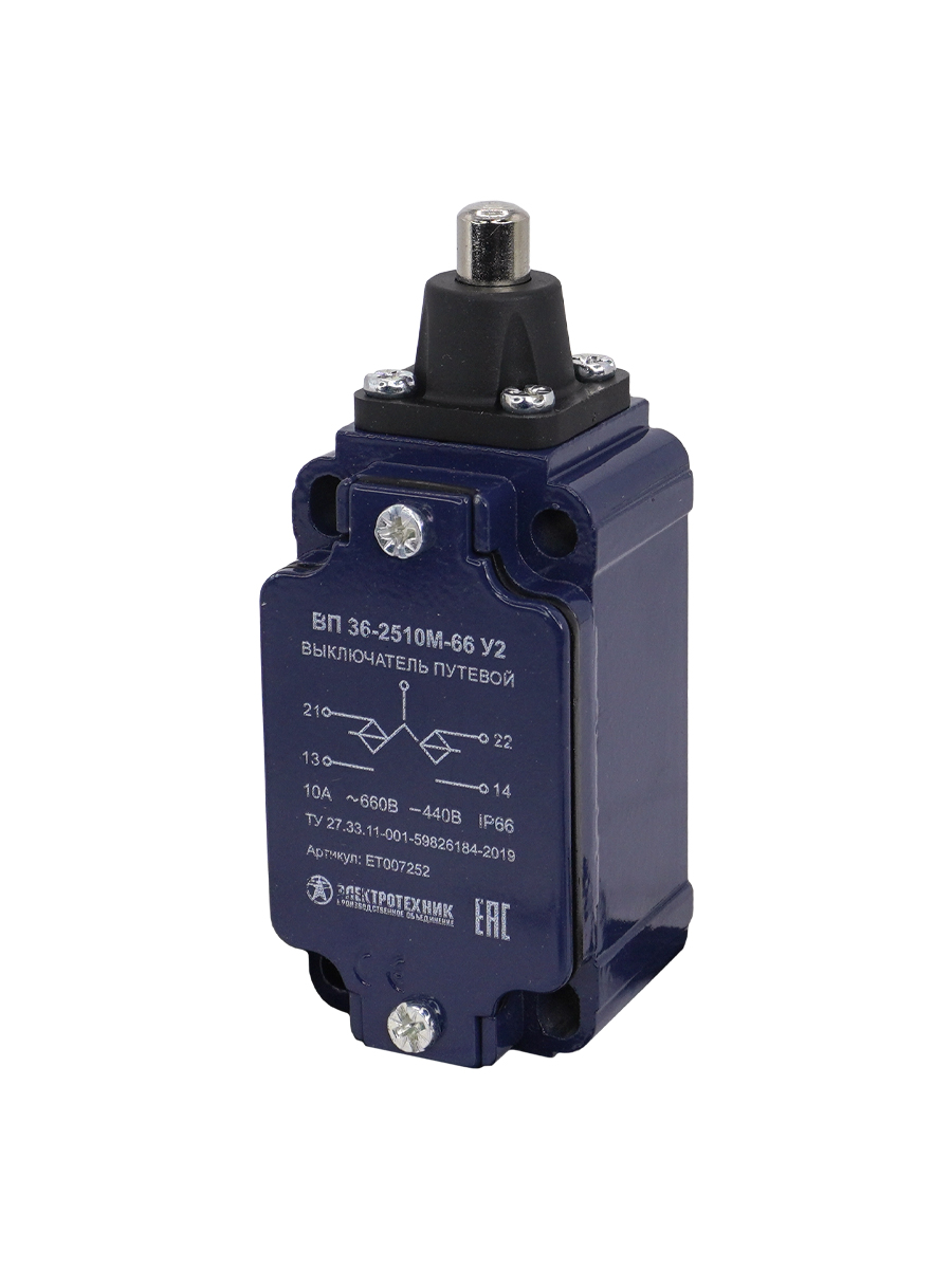 ВП 36-2510М-66 У2 (XCKJ561H29),толкатель, 1з+1р, полумгновенный, 30х60 мм, б/сальника, 3А, IP66 (ЭТ)