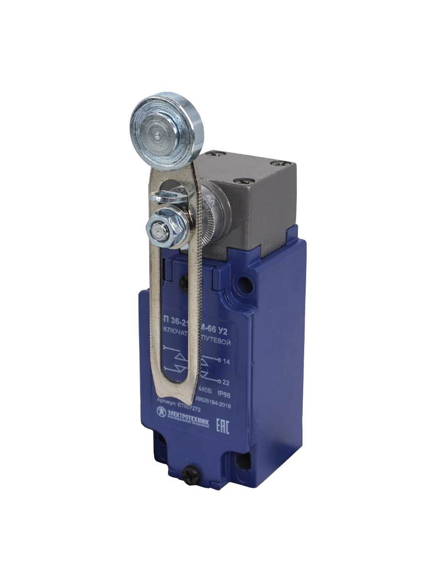 ВП 36-2143М-66 У2 (XCKJ10543H29),рычаг стальн.ролик,рег.по дл.,1з+1р,мгнов.,б/сальн/,3А,IP66 (ЭТ)