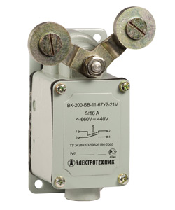 ВК-200-БВ-11-67У2-21, V-образный рычаг, б/сальника, ход вправо, cамовозврат, ступень 2, IP67  (ЭТ)