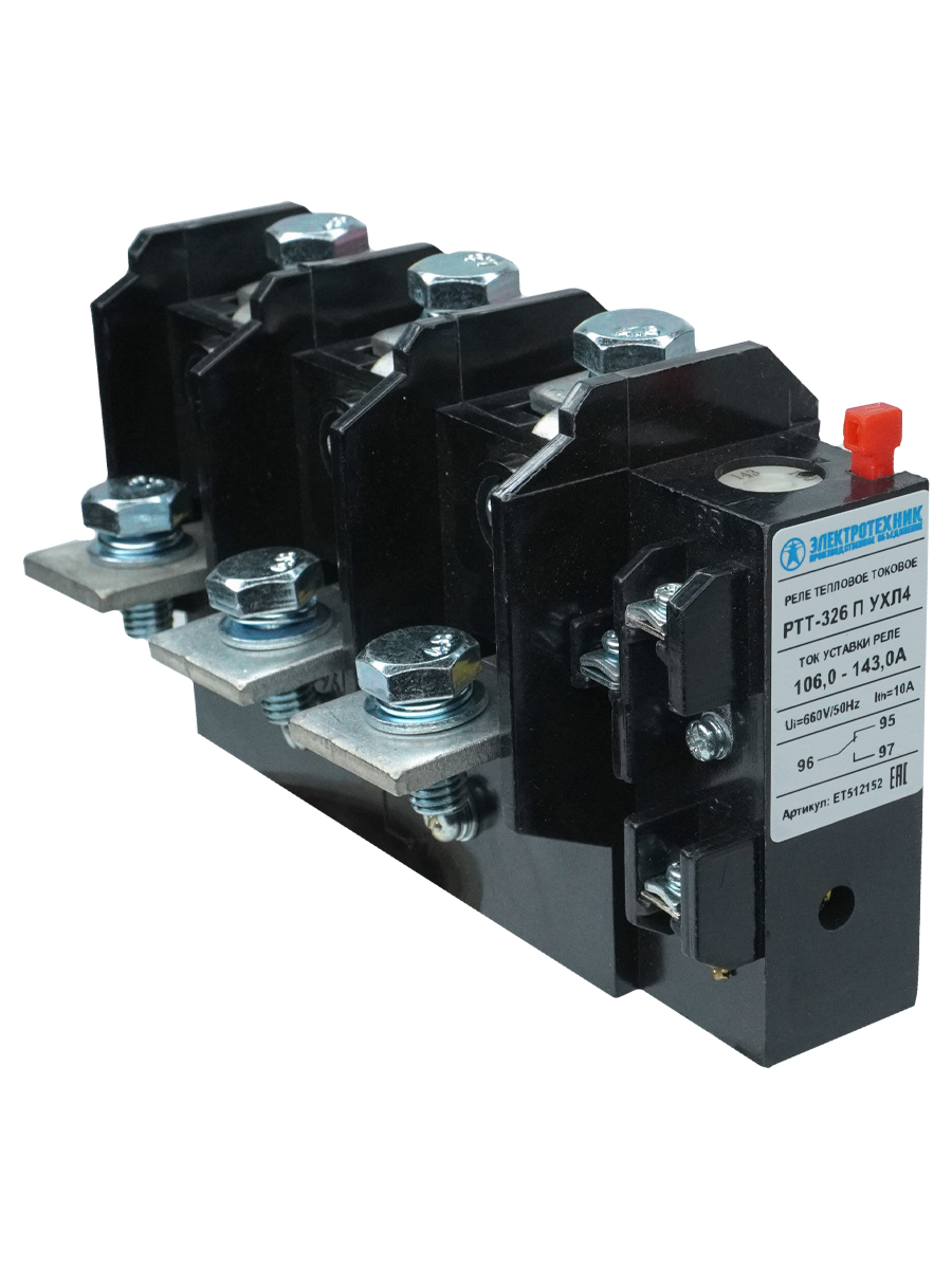 РТТ-326 П УХЛ4, 125А, 106,0 - 143,0А, 660В/50Гц, 1з+1р, ручной возврат, IP00  (ЭТ)