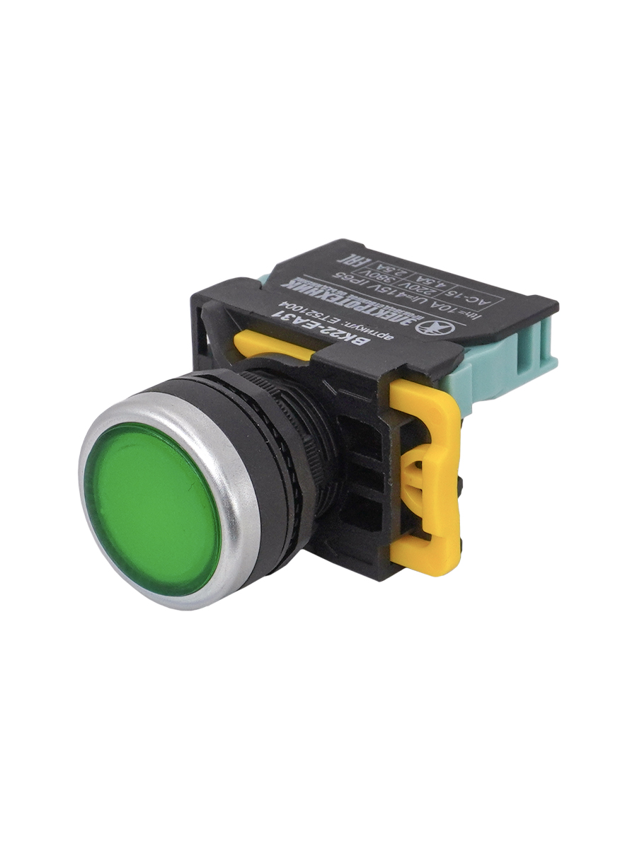 ВК22-EA31-65У1, зелёный, 1НО, цилиндр, d22мм, IP65  (ЭТ)