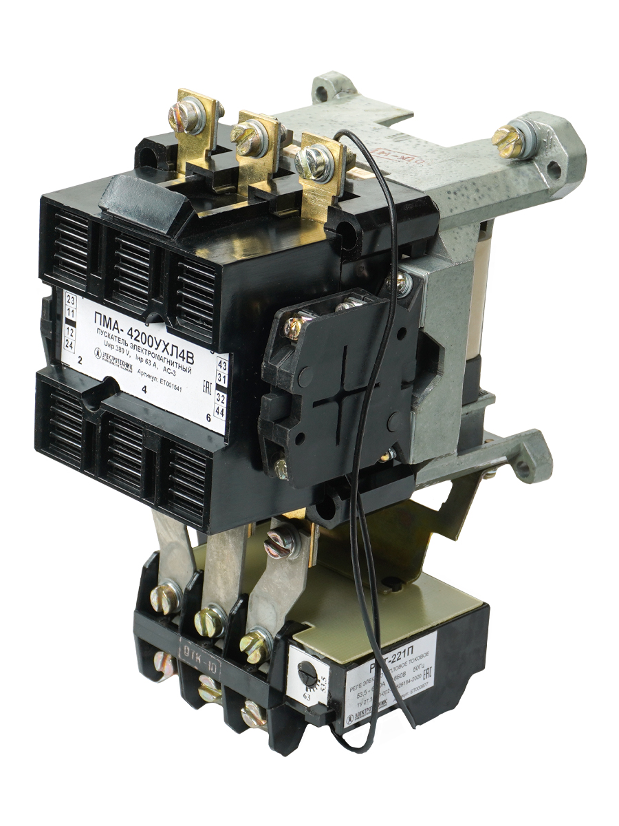 ПМА-4200 УХЛ4 В, 380В, 2з+2р, 63А, нереверсивный, с реле РТТ-221П 53,5-63,0А, IP00  (ЭТ)