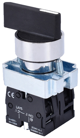 LAY5-BJ33, 2НО, на 3 положения с фиксацией I-O-II, длинная рукоятка, хром, d22мм  (ЭТ)