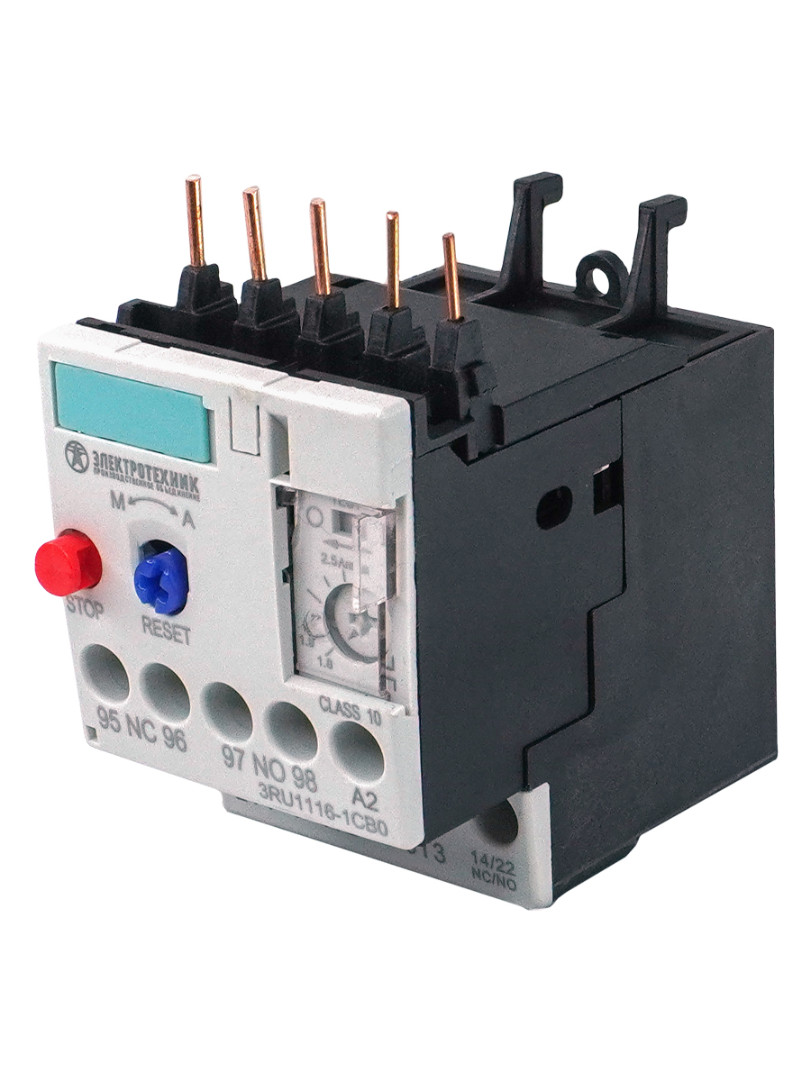 3RU1116-0JB0,3-пол.,0.25кВт,0.7...1А,1НО+1НЗ,типораз.S00,ручн/автомат.сброс,винт.клем.,IP20 (ЭТ)
