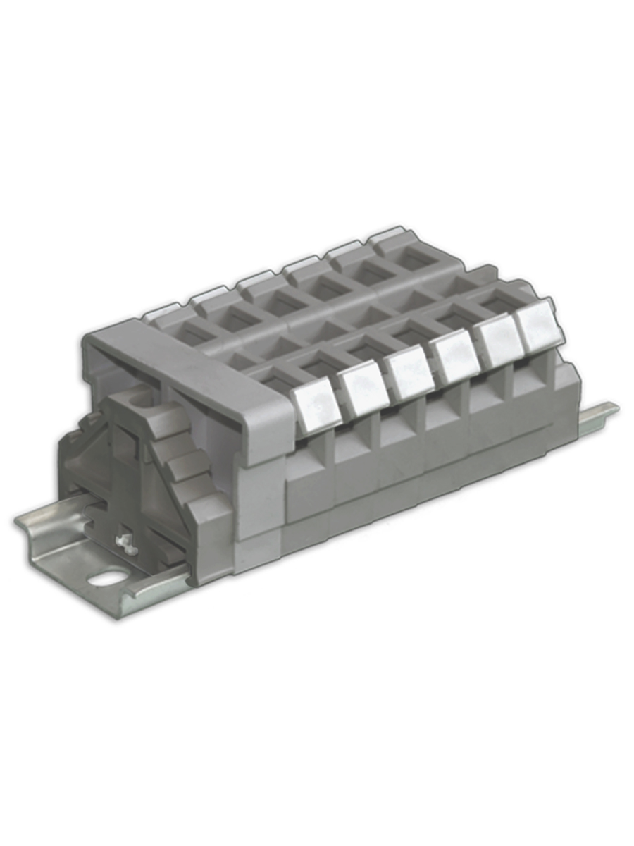 БЗН24-4М25-1-в/в-10 У3, тип 2, 25А, 0,35-4 мм2, десять пар мостиковых двухэтажных клемм, рейка Р2-1