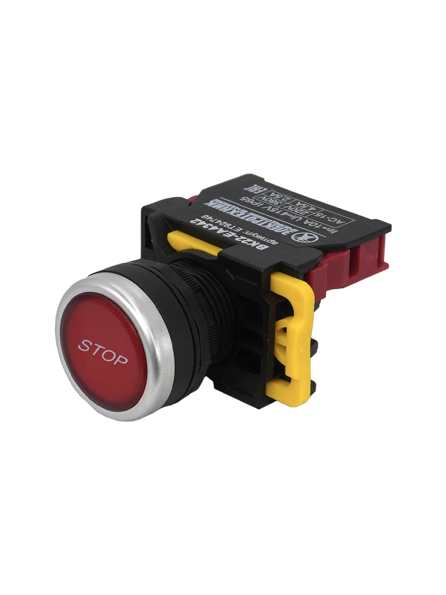 ВК22-EA4342-65У1, красный, с символом "stop", 1НЗ, цилиндр, d22мм, IP65  (ЭТ)