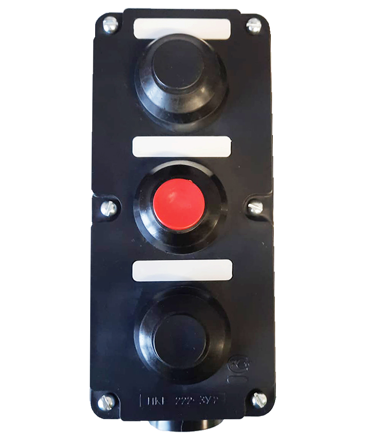 ПКЕ 222-3 У2, 10А, 660В, 3 элемента, чёрный и красный цилиндр (с протектором), накладной, IP54  (ЭТ)