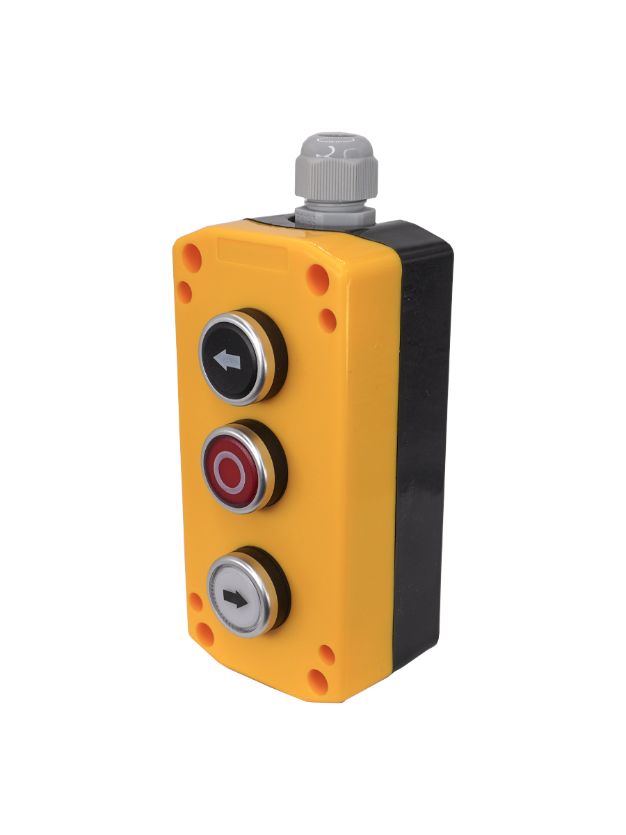 ПКУ22-3251-65У1,1 белый цилиндр "←" (НО),1 красный цилиндр "O" (НЗ),1 чёрный цилиндр "→" (НО), IP65