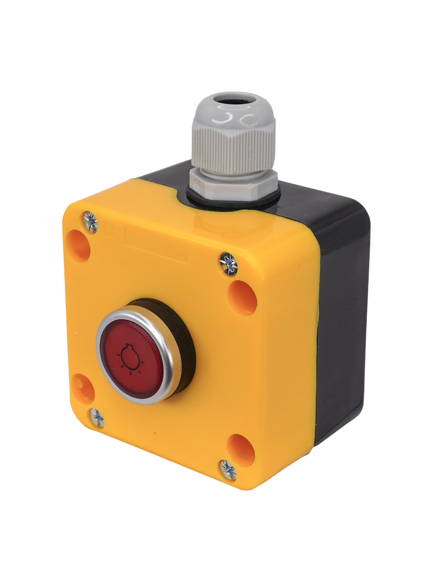 ПКУ22-1W2B-65У1, 1 красный цилиндр с подсветкой 24В AC/DC (НЗ), IP65  (ЭТ)