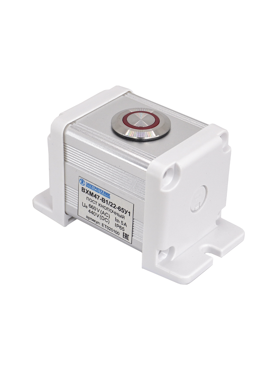 BXM47-B1/22-65У1 (1 красная цилиндрическая кнопка (1C1NO1NC))  (ЭТ)