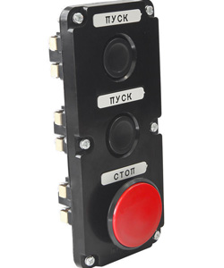 ПКЕ 112-3 У3, 10А, 660В, 3 элемента, чёрный цилиндр и красный гриб, в нишу, IP40  (ЭТ)