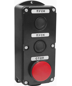 ПКЕ 212-3 У3, 10А, 660В, 3 элемента, чёрный цилиндр и красный гриб, накладной, IP40  (ЭТ)