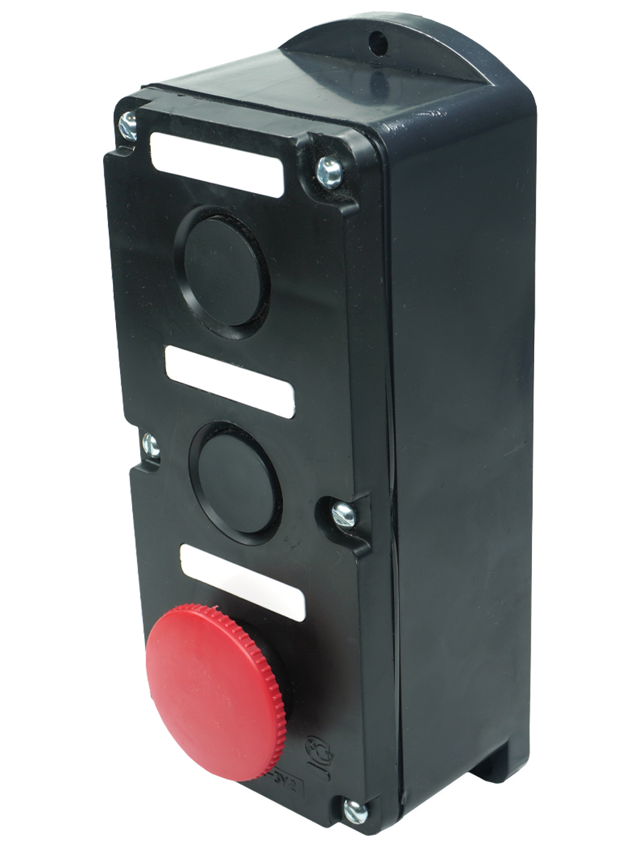 ПКЕ 222-3 У2, 10А, 660В, 3 элемента, чёрный цилиндр и красный гриб, накладной, IP54  (ЭТ)